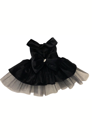 Mer Paw Kadife Siyah Elbise