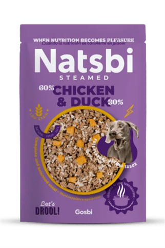 Gosbi Natsbi Buharda Pişirilmiş Tavuk & Ördekli Yaş Köpek Mama 200g