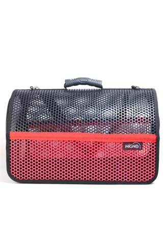 Migno Flybag Voyager Fileli Model Kedi Köpek Taşıma Çantaları - Kırmızı-Siyah