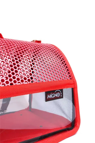 Migno Flybag Voyager Fileli-Şeffaf Model Kedi Köpek Taşıma Çantaları - Kırmızı