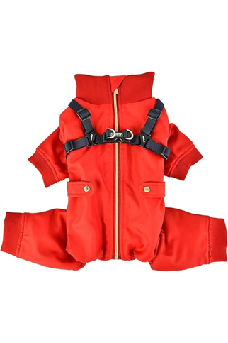 Puppia Garnet Polar Tulum Göğüs Tasmalı Kışlık Köpek Tulumu Kırmızı