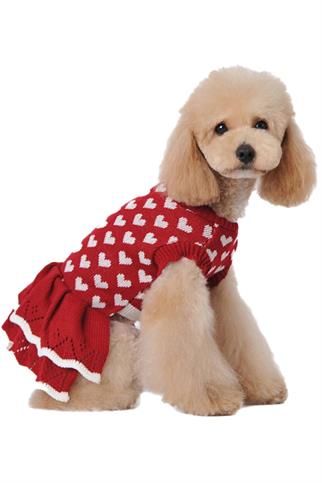 DolcePets Heart Dress - Kalp Elbise - Kırmızı