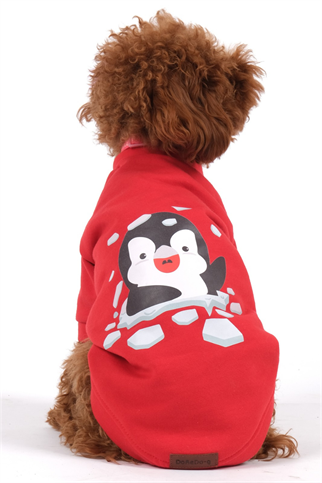 Doredog Kırmızı Penguen Baskılı Sweatshirt
