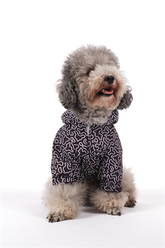 Doredog Siyah Beyaz Desenli Yağmurluk