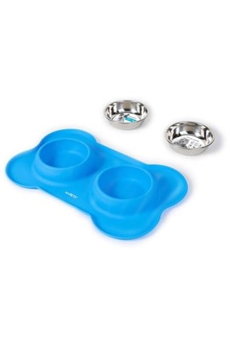 M-Pets Duet Köpek Mama ve Su Kabı Blue