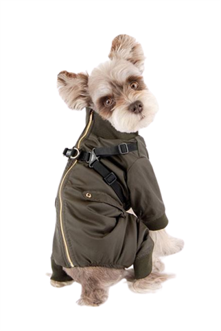 Puppia Garnet Polar Tulum Göğüs Tasmalı Kışlık Köpek Tulumu Haki