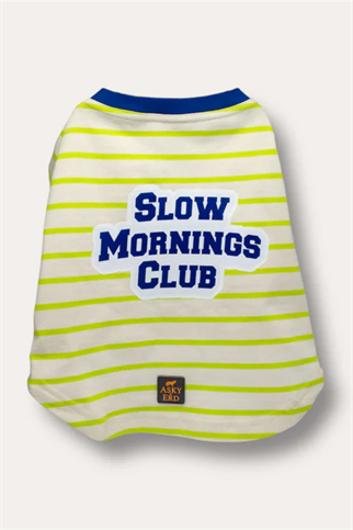 Asky&Erd Slow Mornings Club Stripe T-Shirt Citrus Lime Köpek T-shirtleri