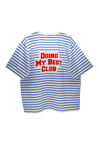 Asky&Erd AskyxHuman | Doing My Best Club Stripe T-Shirt | Riviera Blue