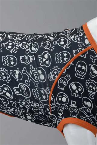 Lindodogs Funny Skull Küçük, Orta ve Büyük Irk Köpek Tshirt