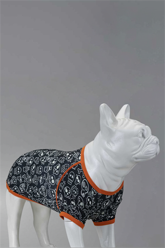 Lindodogs Funny Skull Küçük, Orta ve Büyük Irk Köpek Tshirt