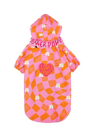 Little Monster Orange Pink Damalı Köpek Yağmurluğu
