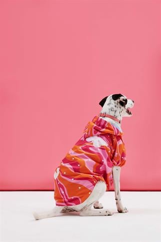 Little Monster Orange Pink Wave Köpek Yağmurluğu