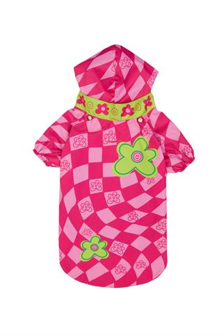 Little Monster Pink Checkered Köpek Yağmurluğu
