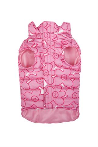 Little Monster Pink Flowers Puffer Köpek Montu