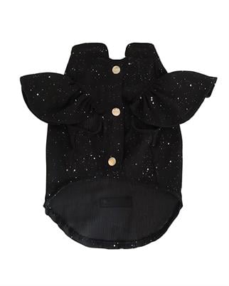 Lolidogs Hologram Işıltılı Fırfırlı Kollu Köpek Gömleği Siyah