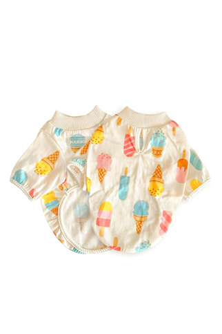 Lolidogs Ice Cream Penye Köpek Tshirtü Ekru