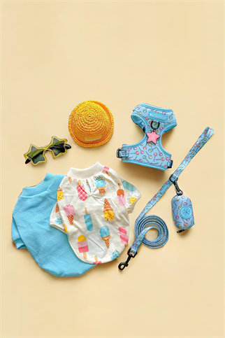 Lolidogs Ice Cream Penye Köpek Tshirtü Ekru