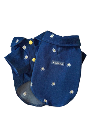 Lolidogs Nakış İşlemeli Köpek Kot Ceket Daisy