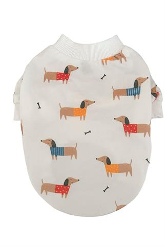 Lolidogs Sausage Dog Köpek Sweatshirtü Ekru