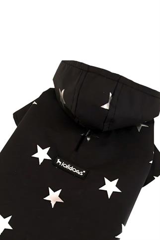 Lolidogs Stars Tulum Köpek Yağmurluğu Yıldız Desenli Siyah-Gümüş