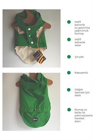 Lulu The Urban Pup Ultra Light Green Raincoat