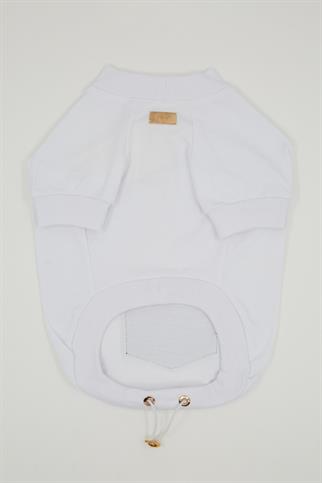 Monido Köpek Tişört - Beyaz ve Puantiyeli Cep Detaylı