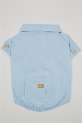 Monido Blue Dog Shirt - Gold Buttons and Pocket Detail