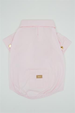 Monido Pink Dog Shirt - Gold Buttons and Pocket Detail
