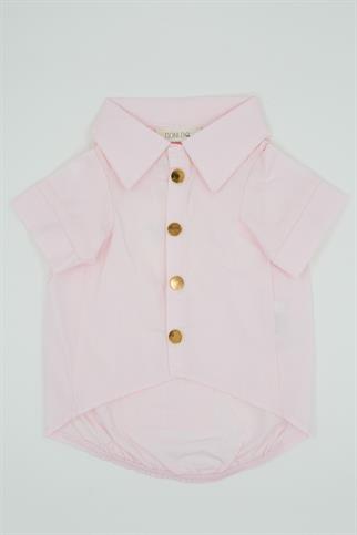 Monido Pink Dog Shirt - Gold Buttons and Pocket Detail
