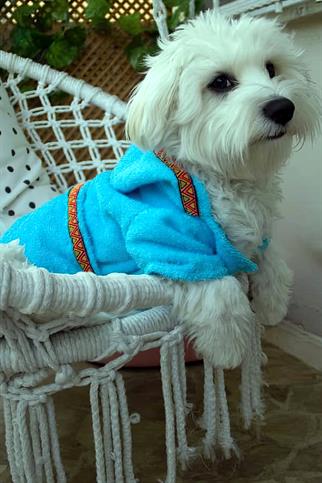 Oli and Lui Bonny Blue-Mavi Havlu Kumaş Köpek Bornozu