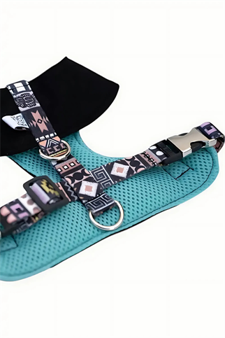 Oli and Lui Dark Aztec Denim Siyah Köpek Göğüs Tasması 