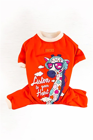PawStar Turuncu Giraffle Büyük Irk Pijama Tulum
