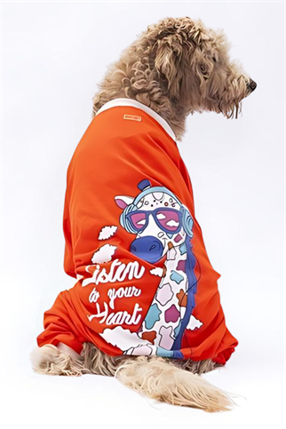 PawStar Turuncu Giraffle Büyük Irk Pijama Tulum