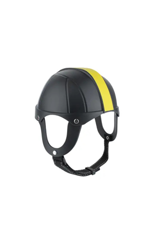 Pet Helmet Mini Açık Köpek Kask Gözlüklü Takım Siyah Sarı (Small)