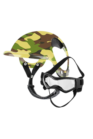 Pet Helmet Mini Açık Köpek Kask Gözlüklü Takım Desenli (Small)