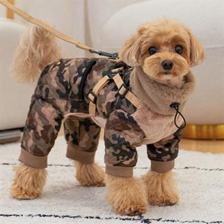 Puppia BYLUR Jumpsuit Bej Tasmalı Köpek Tulumu