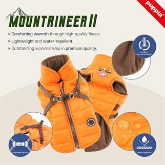 Puppia MOUNTAINEER II Göğüs Tasmalı Köpek Montu Siyah