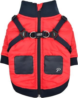 Puppia Stratus Dog Jumper Köpek Tasmalı Mont Kırmızı-Lacivert