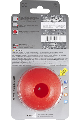 Rogz grinz diş desenli ödül topu kırmızı - M