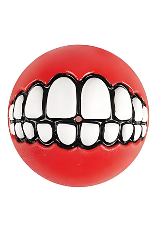 Rogz grinz diş desenli ödül topu kırmızı - M