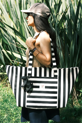 St. Pia Mat-in-a-Bag Çanta + Yer Minderi Black Stripes 