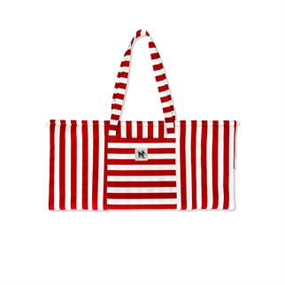 St. Pia Mat-in-a-Bag Tote and Floor Cushion Red Stripes