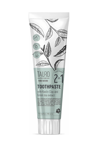 Tauro Pure Nature Köpekler ve Kediler için Beyaz Kil (kaolin), Zeolit ve Yeşil Çay Özü İçeren Diş Macunu