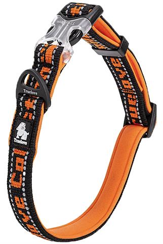 True Love Neoprene Süngerli, Naylon Dokuma,Siyah-Turuncu Boyun Tasması