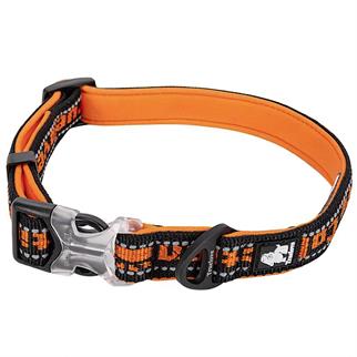 True Love Neoprene Süngerli, Naylon Dokuma,Siyah-Turuncu Boyun Tasması