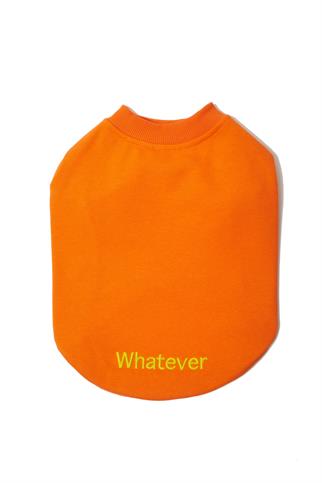 Monido Turuncu Köpek Sweatshirt - Whatever Sloganlı