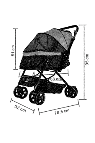 Zampa Nova Kedi ve Köpek Arabası Pembe 52x76.5x95 cm