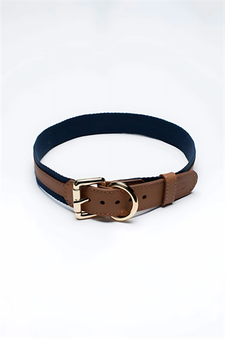 Zoe Pet Atelier Cotton & Leather Boyun Tasması Kahve