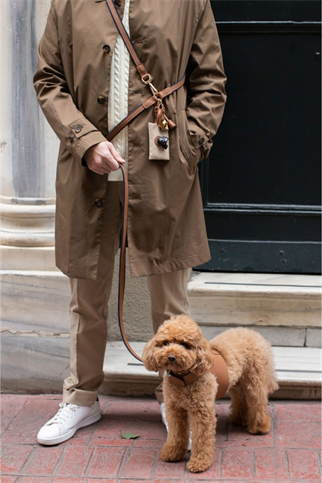 Zoe Pet Atelier Cotton & Leather Multi Leash Kahverengi