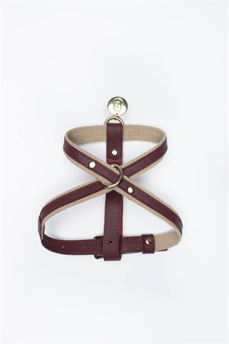 Zoe Pet Atelier Cotton&Leather Cross Göğüs Tasması Bordo 